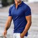 2023 Summer New Men's Polo Shirt Short Sleeved Solid Color Zipper T-shirt Top_voghion.com