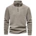 Autumn Winter New Stand Collar Half-Zip Long Sleeve Sweatshirt Trendy Casual Solid Color Men's Fleece Top_voghion.com