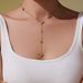 Collana a forma di Y con ciondolo ellittico in acciaio inossidabile con quattro foglie di zircone, gioielli combinati a doppio strato_voghion.com