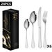 Edelstahlbesteck 1010 Western Steakmesser Gabel Dessertlöffel 24-teiliges Geschenkbox-Set_voghion.com