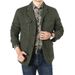Blazer masculino de algodão - paletó clássico slim fit casual para negócios, respirável e lavável à máquina, cáqui e verde-exército_voghion.com