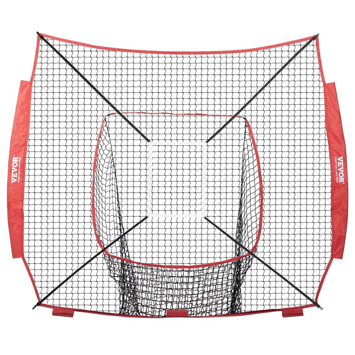 VEVOR 7x7 Ft Baseball Softball Practice Net, Portable Baseball Training Net For Hitting Batting Catching Pitching, Backstop Baseball Equipment Training Aids With Strike Zone_voghion.com