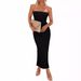 Dameskleding Zomer Bodycon Lange Jurk Geribbelde Tube Top Zijsplit Elegante Slim Fit Jurk Voor Casual Feestkleding_voghion.com