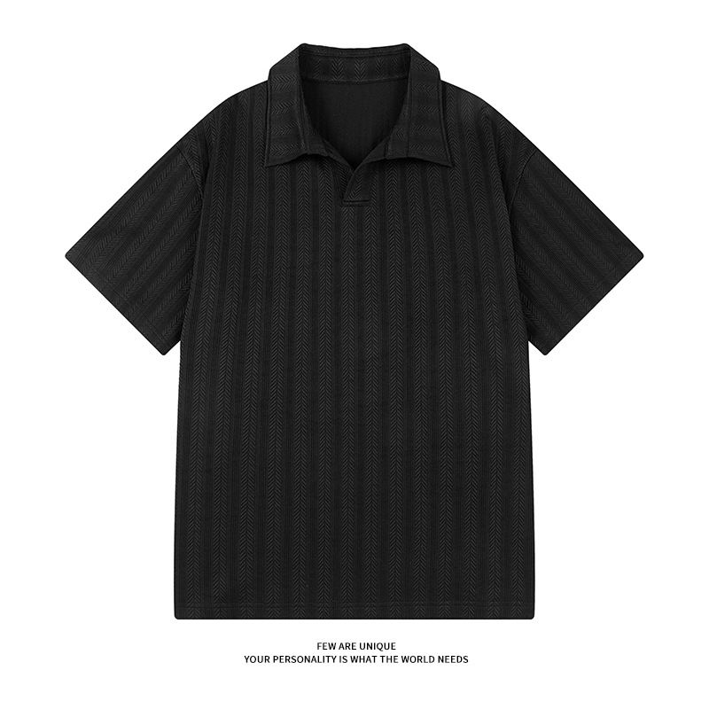 Modello di abbigliamento maschile T-shirt a maniche corte Polo estiva da uomo con risvolto largo Marchio alla moda Vestiti pesanti a mezze maniche_voghion.com