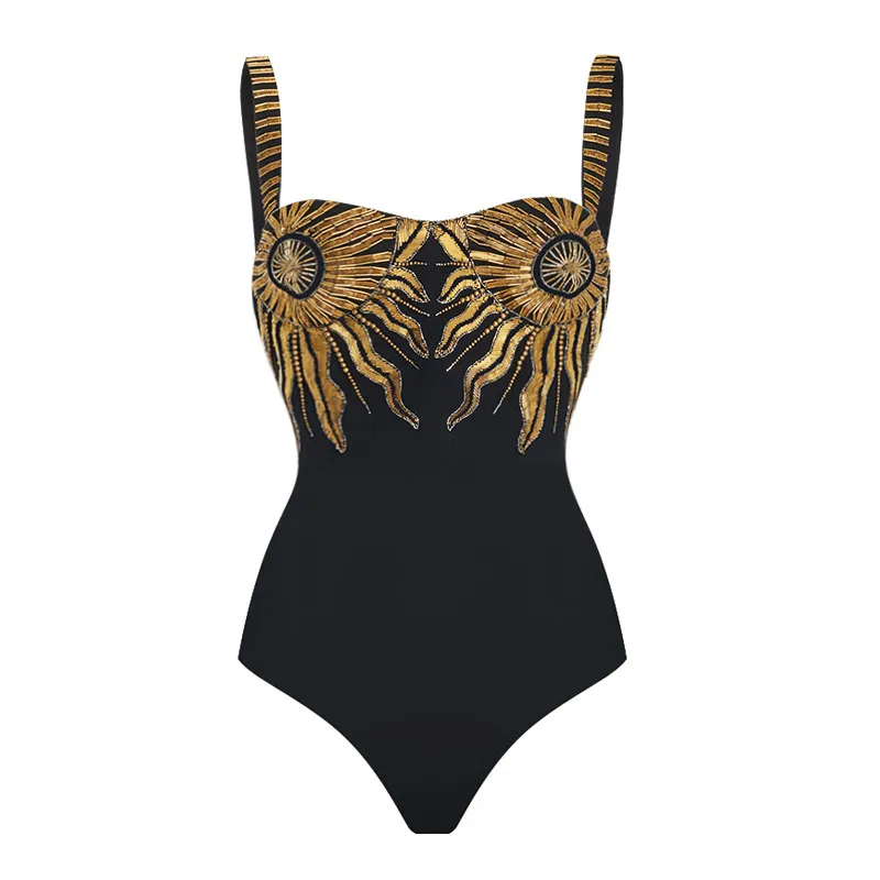 Maillot de bain une pièce à paillettes tournesol pour femme_voghion.com