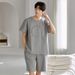 Men's Sleepwear Two Piece Set | Solid Color Basic Lightweight Breathable Oversized Large Youth Style-XL_voghion.com