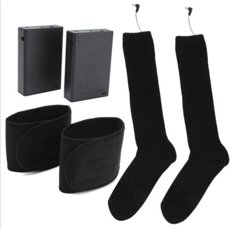 Meias de aquecimento elétrico unissex para inverno, caixa de bateria, meias quentes, aquecedor de sola, aquecedor de pés, preto_voghion.com