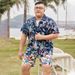 Camicia da spiaggia a maniche corte con fiori, taglie forti, da uomo, in cotone, ampia e alla moda, con stampa floreale._voghion.com