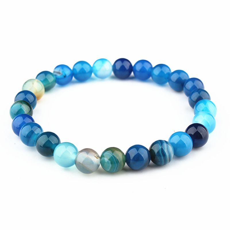 Blå Punk flerfärgad Agat Chakra Healing Reiki Buddha Yoga Armband elastisk justerbar Volcanic Stone Armband_voghion.com