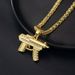 Necklace Zinc Alloy Inlaid Diamond Mini Submachine Gun Pendant Hip Hop Trendy Men's Accessories_voghion.com