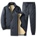 Men's Clothing new cotton jacket lamb fleece stand collar large size plus velvet thickened casual full set cotton jacket three piece set_voghion.com