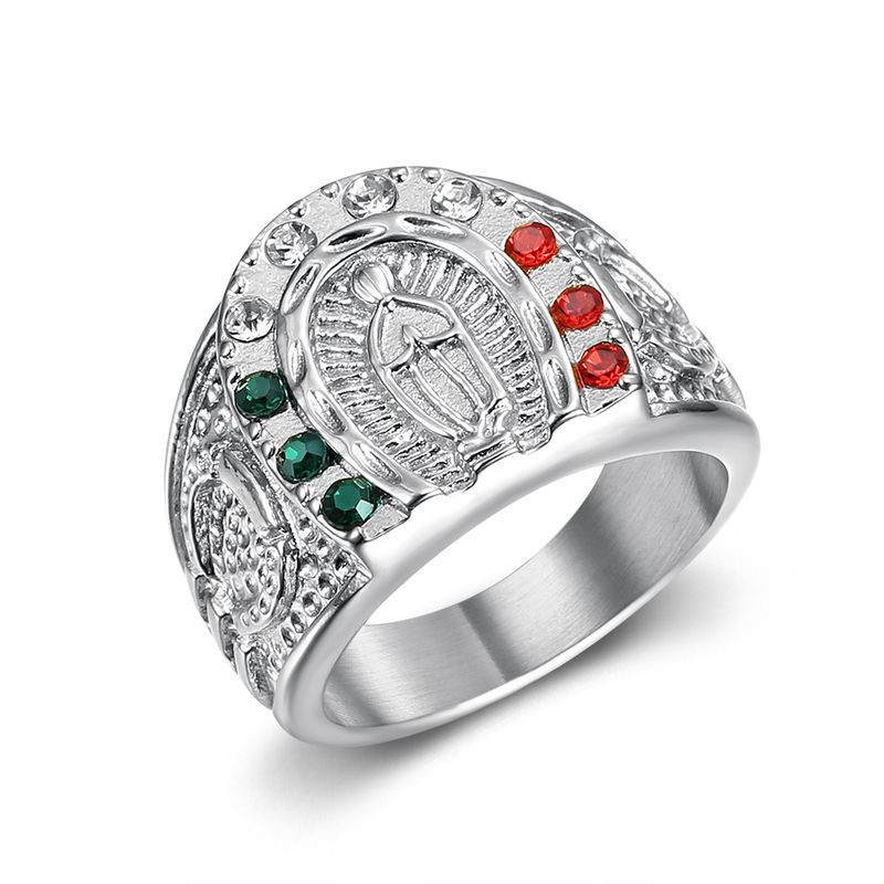 Anello da uomo Saint-Marin in acciaio al titanio placcato oro con diamanti colorati Hip Hop HIPHOP_voghion.com