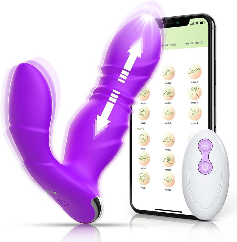 APP Remote Control Retractable Prostate Wireless Remote Control Anal Plug Vibration Masturbator Adult Sex Toys_voghion.com