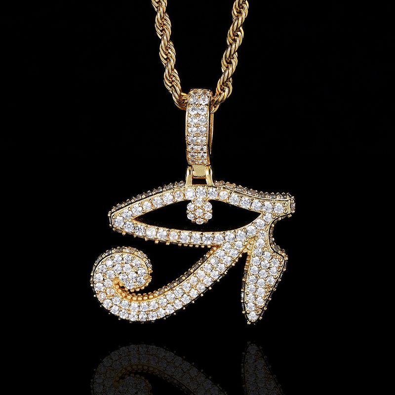Chain Necklaces Symbol Horus Eye Pendant Copper inset zircon personality Hip hop pendant necklace accessories_voghion.com