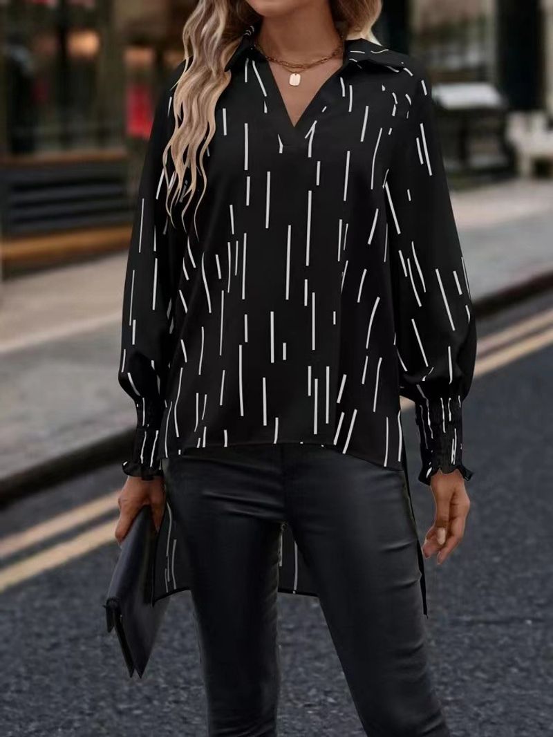 camicia a maniche lunghe a righe da smoking casual allentata da donna_voghion.com