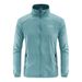 Chaqueta ligera de protección solar para hombre - Cortavientos transpirable para correr al aire libre con corte holgado y cuello alto, abrigo con protección solar UPF para el verano_voghion.com