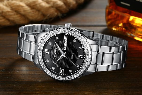 Tianbo Herrenuhr mit Diamantbesatz, wasserdicht, Doppelkalender, Nachtlicht_voghion.com