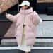 Cappotto invernale in stile coreano per bambine – Piumino lungo con piumino d'anatra bianco al 90% (nero/rosa/kaki, 5 taglie, trendy e caldo)_voghion.com