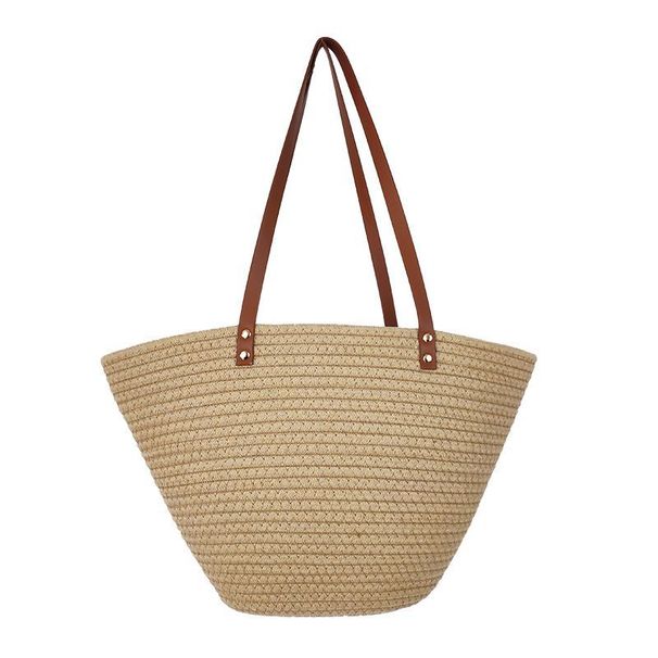 Women's Bags Simple Style Commuting Large Capacity Cotton Rope Woven Tote Women's Bag Beach Straw Bag Source Factory_voghion.com