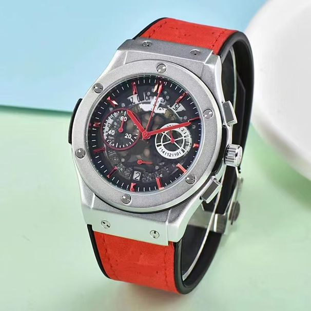 Aushöhlen Sechs Pin Timing Quarz Lederband Uhr Gummi herren Uhr Casual 5-pin Doppel Augen Fabrik Direkt Verkäufe_voghion.com