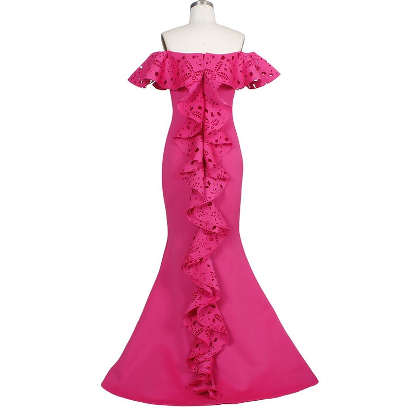 Robe de soirée pour femme, col simple, robe queue de poisson ajustée, robe de mariée, robe de banquet, robe de mariée, robe de demoiselle d'honneur_voghion.com