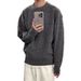 Maglione oversize da uomo in maglia – Pullover streetwear coreano con trama simile al mohair (grigio scuro, M-3XL)_voghion.com