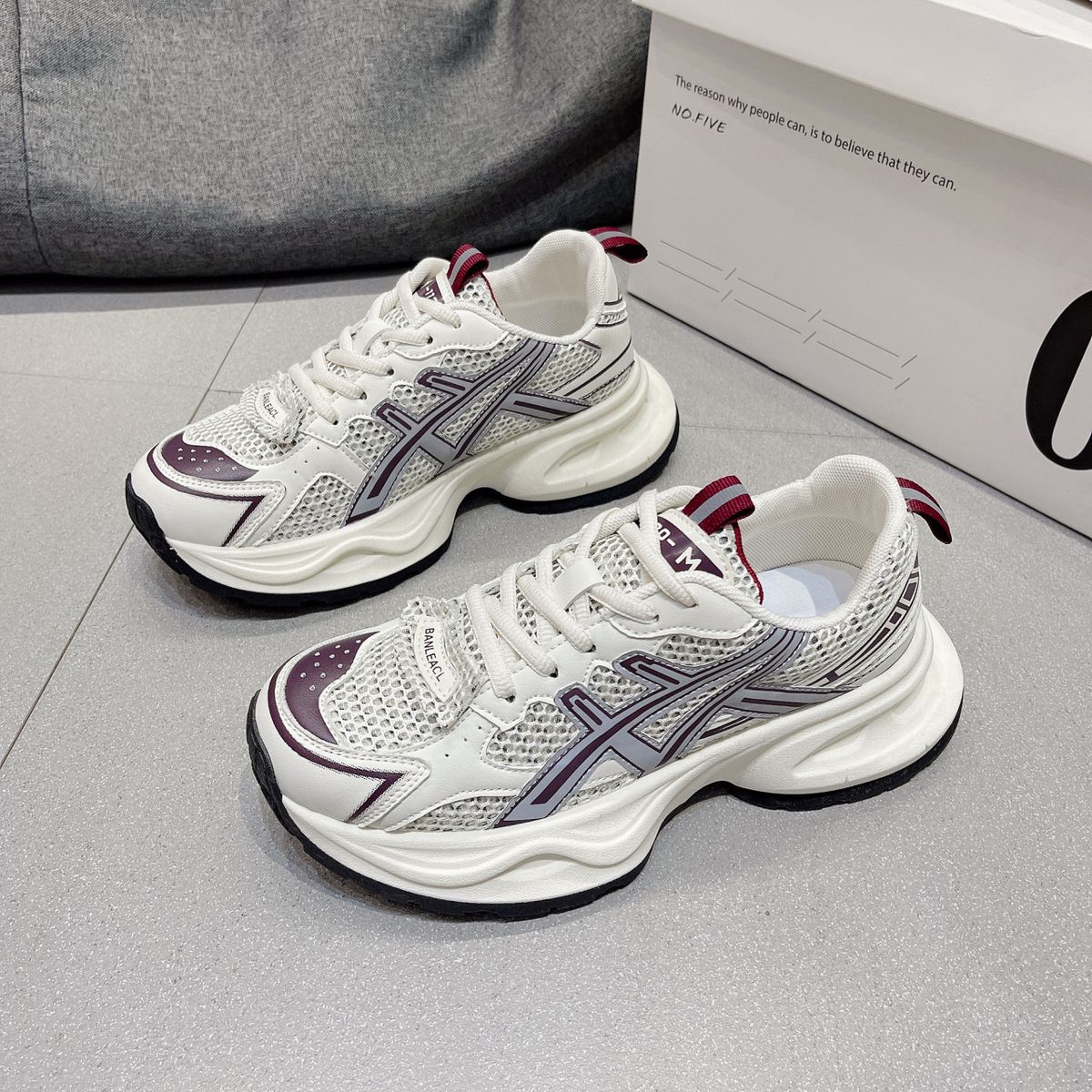 Show Feet Small European Daddy Shoes Damen Herbst 2023 Neue atmungsaktive Sportschuhe mit dicker Sohle All-Match-Laufschuhe_voghion.com