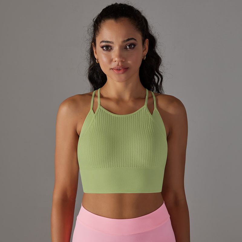 New seamless knitted thread double-layer vest sports running and fitness, beautiful back yoga suit top for women_voghion.com