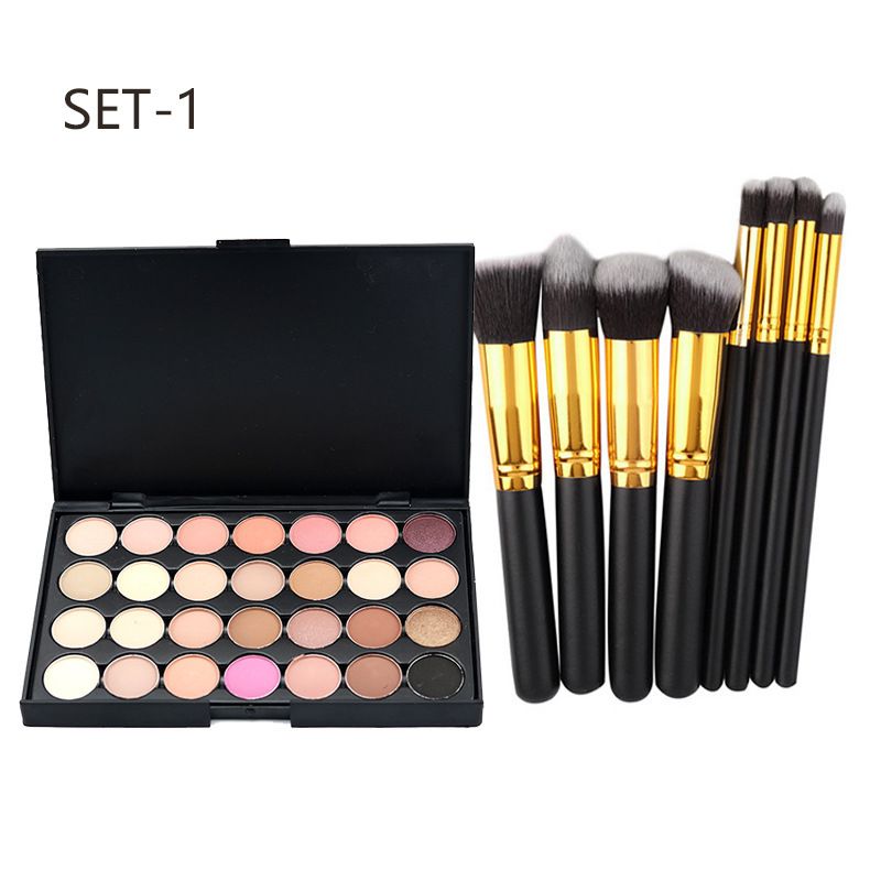 Make-up-Sets POPFEEL Fashion Makeup 28 Farben Lidschatten Matt Perlglanz Erdfarbe 10-teiliges Make-up-Set Kombination Klassisch_voghion.com