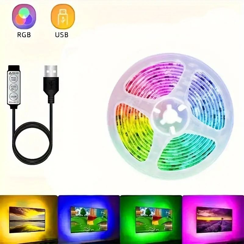 5050 RGB LED Strip Lights With Bluetooth Smart Control, Self-Adhesive Backing, 16 Million Colors, Mood Lighting For Home, TV Backlight, Party Decor_voghion.com