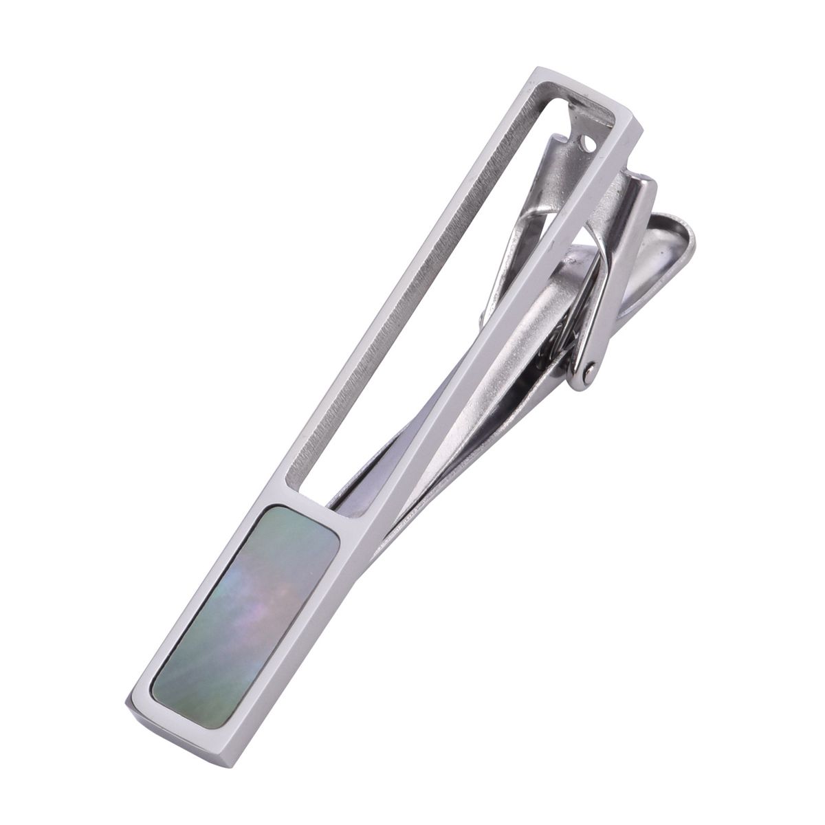 Nowa wysokiej jakości spinka do krawata ze stali nierdzewnej z kamieniami szlachetnymi męska zaawansowana głębinowa spinka do krawata z masy perłowej kryształowa dekoracyjna klamra_voghion.com