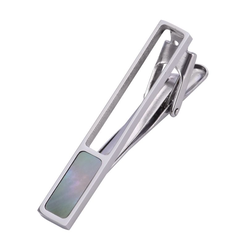 New high quality stainless steel gemstone tie clip men's advanced deep sea mother of pearl tie clip suit crystal decorative buckle_voghion.com
