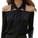 Damenbekleidung Hot Item Herbst Einfarbig Casual All Match Langarm Revers Krawatte Shirt Frauen_voghion.com