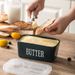 Ceramic Butter Dish With Wooden Lid & Built-in Knife Clear Window Refrigerator Storage Container For Cheese Butter_voghion.com