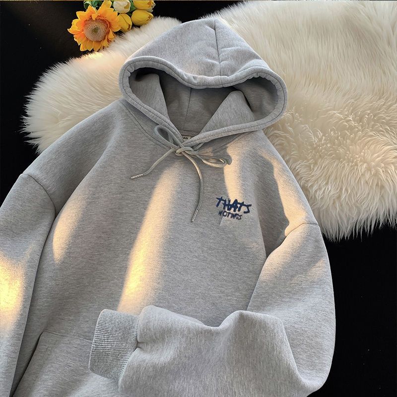 【 Buy get one free 】 Long sleeved hooded sweatshirt for men in winter, loose casual with fleece jacket, student pullover_voghion.com