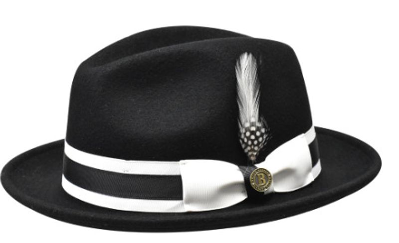 Wool small top hat white contrast men's jazz hat autumn and winter hat_voghion.com