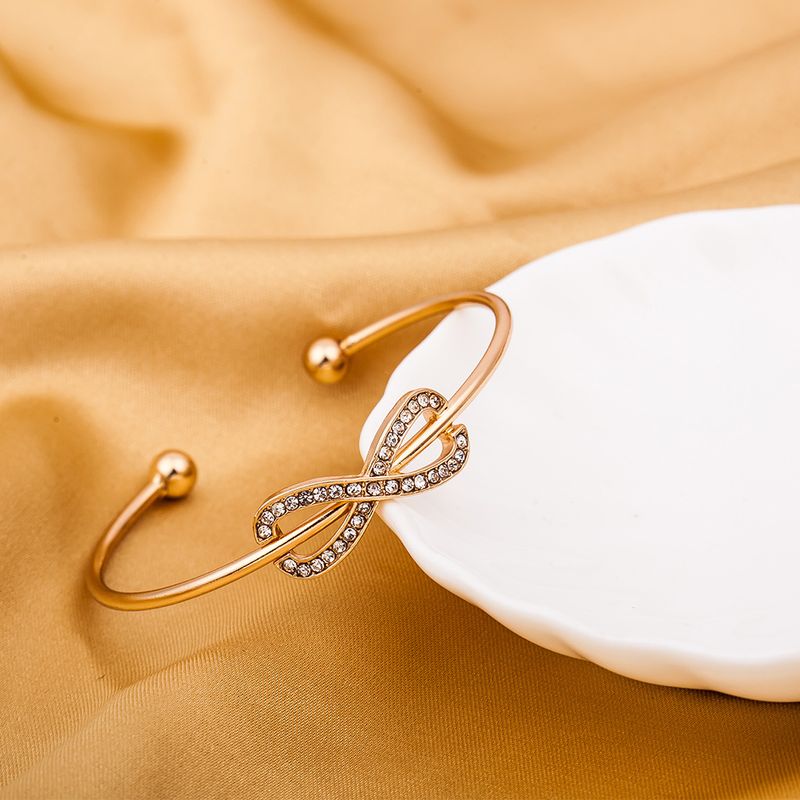 Simple Bracelet 8 Shaped Diamond Open Alloy Bracelet Yiwu Street Jewelry_voghion.com