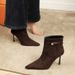 7922-6 European And American Style Sexy Fashion Pointed Toe Suede Thin Belt Buckle Side Zipper High Heel Short Boots For_voghion.com