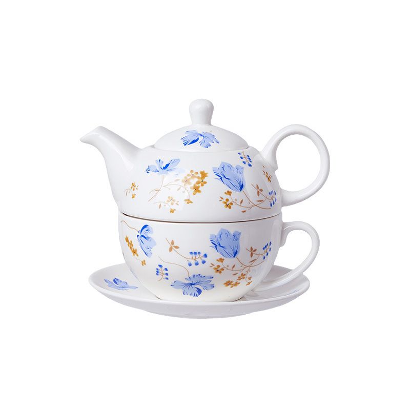 Zestaw Ceramiczny Herbata dla Jednej Osoby, Zestaw Ceramiczny Czajniczek z Filiżanką i Spodkiem, Zestaw Herbaty Prezent dla Kobiet, Dorosłych_voghion.com