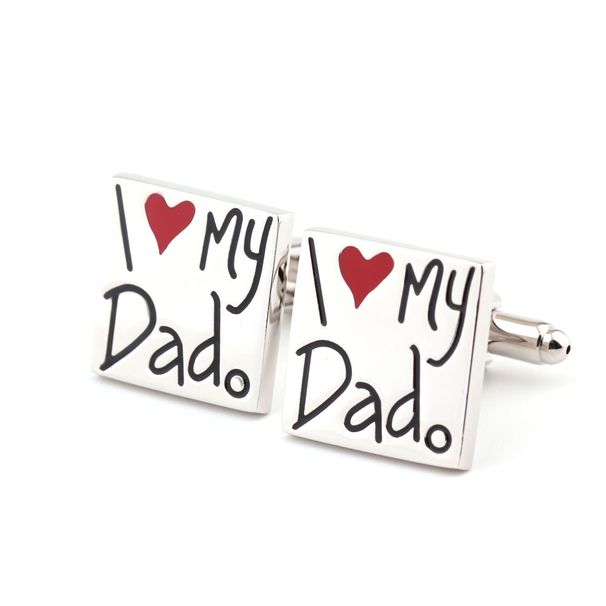 Boutons de manchette pour hommes, chemise française, j'aime mon père_voghion.com