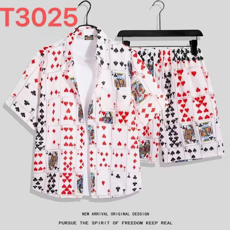 Vêtements pour hommes, costume en soie glacée, chemise d'été à manches courtes à séchage rapide, short de plage ample à fleurs, costume deux pièces assorti pour couple_voghion.com