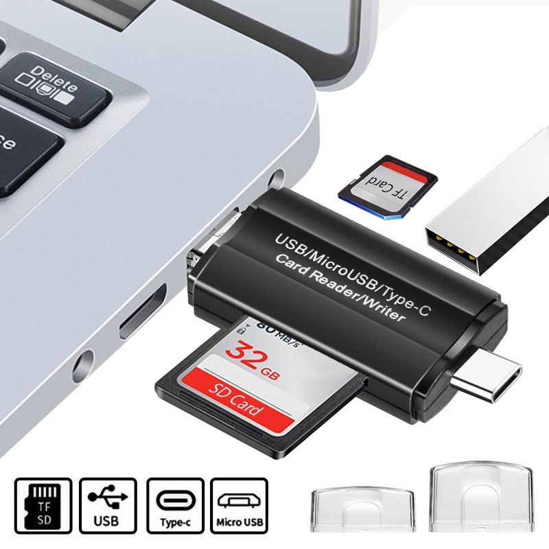 Lecteur de carte Micro USB 2.0 Flash OTG Type de lecteur Micro USB Lecteur USB C Lecteur de carte Micro SD Lecteur de carte SD Adaptateur de carte mémoire intelligent pour_voghion.com