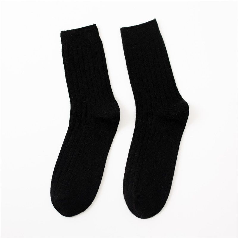 Dicke Socken Herren Wollsocken Herbst und Winter Doppelnadel Vertikalstreifen Mittellange Socken Baumwolle Warme Business Lose Schlafsocken für Männer_voghion.com
