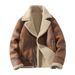Men's Vintage-Inspired Faux Shearling Jacket – Fleece-Lined Winter Coat With Notch Lapel (Brown, M-5XL)_voghion.com