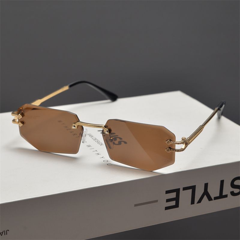 Sommer Rechteckige Randlose Sonnenbrille Modetrend Sonnenbrille_voghion.com