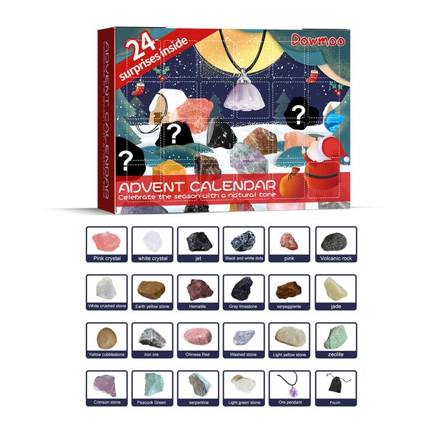 Dowmoo Christmas Advent Calendar Mineral Blind Box 24-Box Christmas Gift Toy Mineral Blind Box_voghion.com