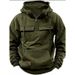 Spring And Autumn New Men's Hooded Solid Color Sweater Youth Sports Multi-Pocket Leather Sweater Jacket_voghion.com