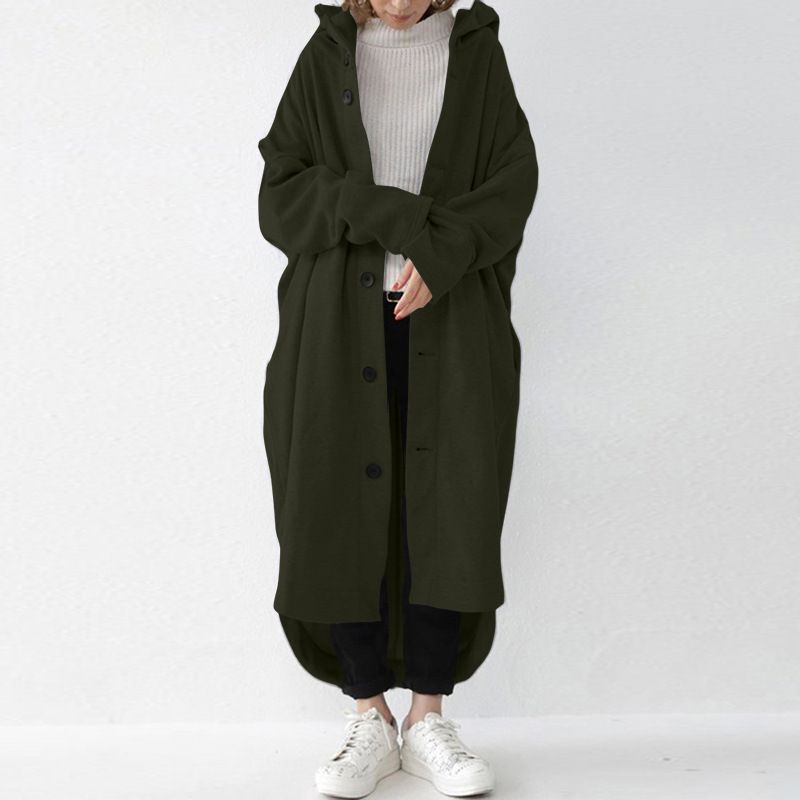 Neuer Windbreaker für Damen im Herbst/Winter mit Kapuze, mittellanger Mantel_voghion.com