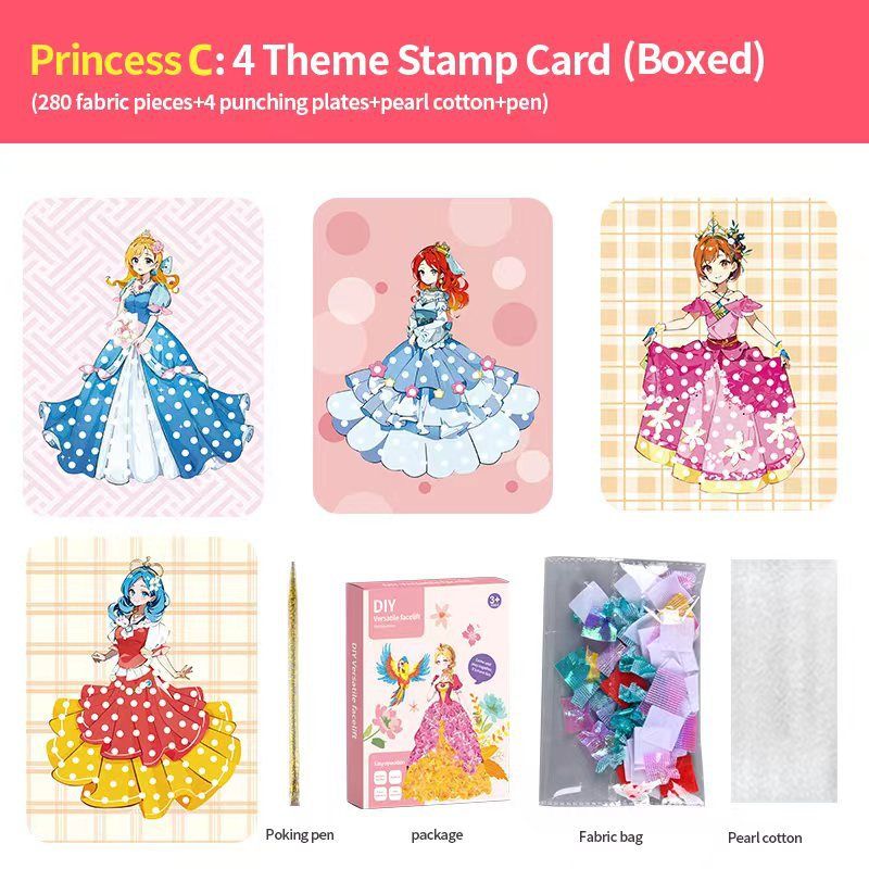 Lille prinsesse poke musikk håndlaget DIY kreativ tredimensjonal maling kle seg klistremerkebok poke musikk barneleker_voghion.com