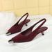 Metal Pointed Suede Women's Shoes Shallow Mouth Back Strap Low Heel Single Shoes Women's Wine Glass And Empty Shoes_voghion.com